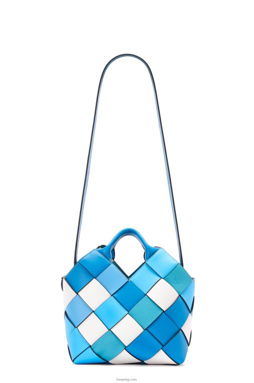 Loewe малка излишна кожена плетена чанта-кошница от телешка кожа F84B8104 Жени син