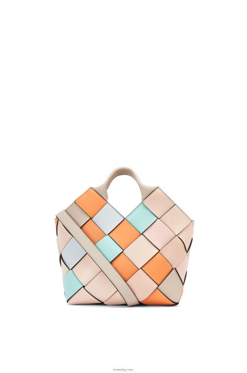 Loewe малка излишна кожена плетена чанта-кошница от телешка кожа F84B8105 Жени кайсия/злато