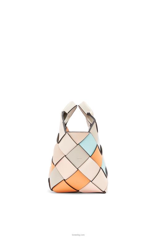 Loewe малка излишна кожена плетена чанта-кошница от телешка кожа F84B8105 Жени кайсия/злато
