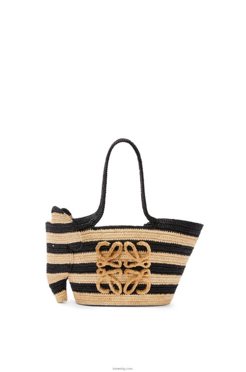 Loewe малка кошница със слонче в рафия F84B8107 Жени естествен/черен