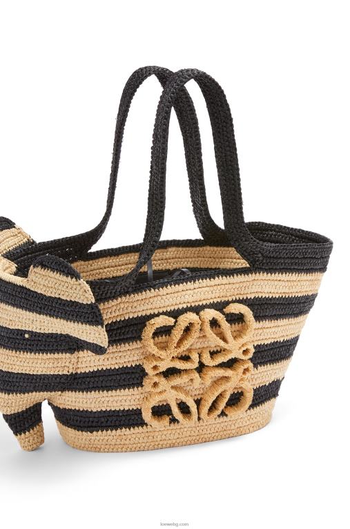 Loewe малка кошница със слонче в рафия F84B8107 Жени естествен/черен
