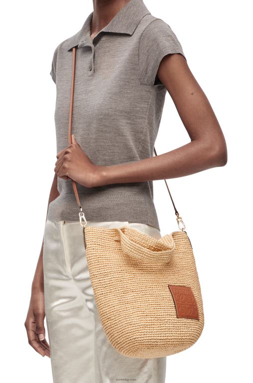 Loewe мини чанта от рафия и телешка кожа F84B810 Жени естествен/тен
