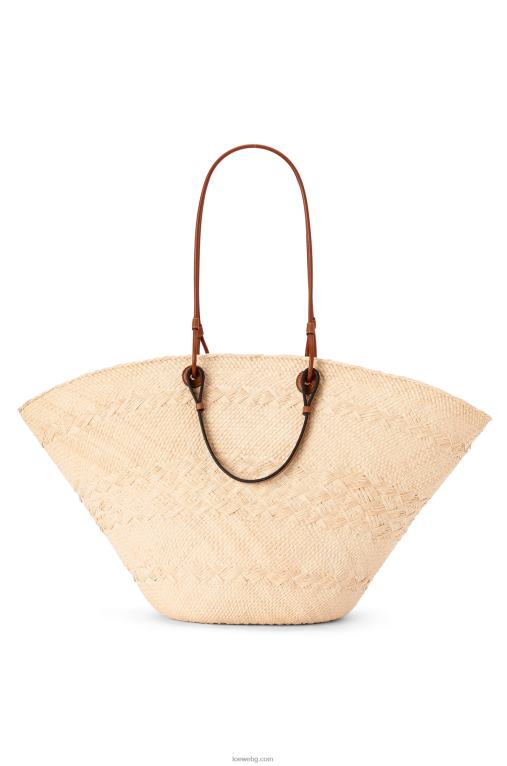Loewe голяма анаграмна чанта кошница от палма ирак и телешка кожа F84B817 Жени естествен/тен