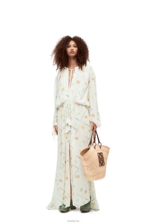 Loewe голяма анаграмна чанта кошница от палма ирак и телешка кожа F84B817 Жени естествен/тен