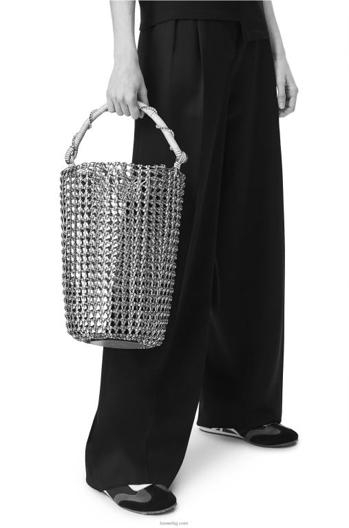 Loewe мрежеста чанта от телешка кожа F84B8183 Жени тен/жълто