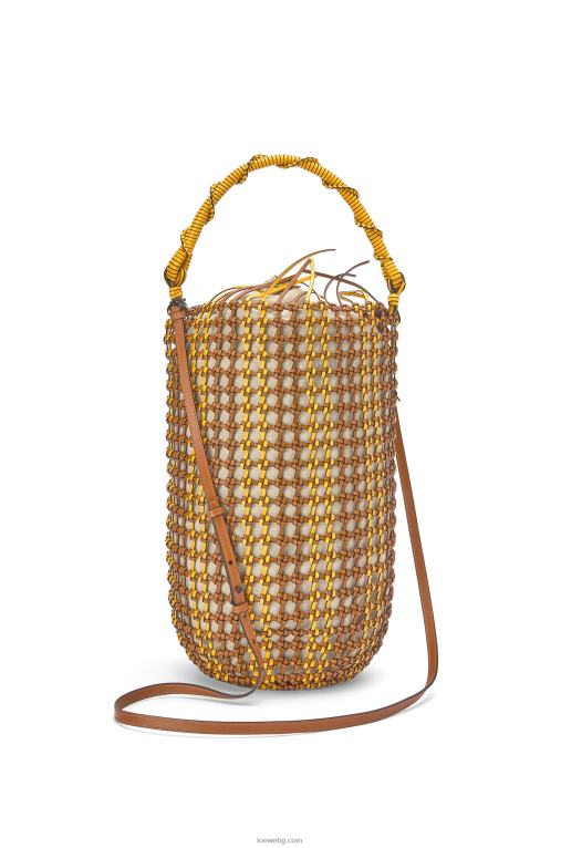 Loewe мрежеста чанта от телешка кожа F84B8183 Жени тен/жълто