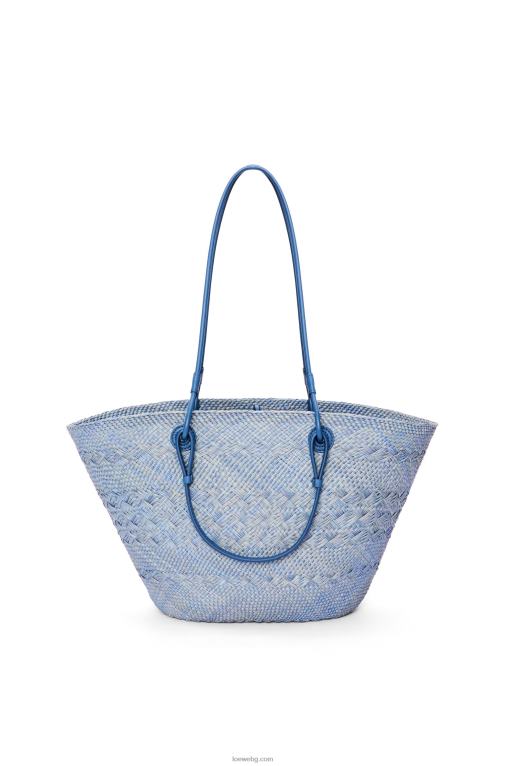 Loewe анаграмна чанта кошница от палма Ирака и телешка кожа F84B81 Жени дънково синьо