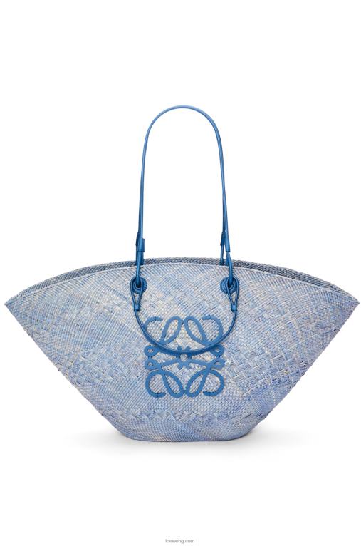 Loewe голяма анаграмна чанта кошница от палма ирак и телешка кожа F84B82 Жени дънково синьо