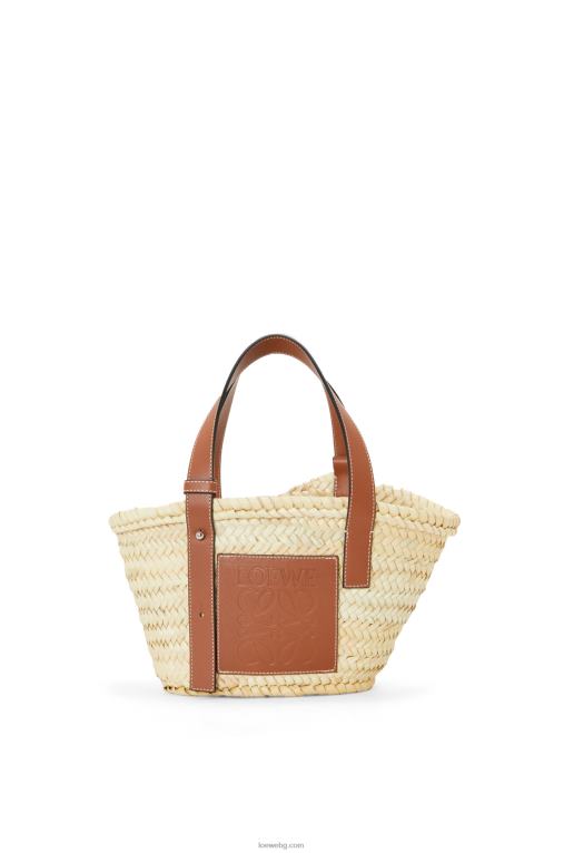 Loewe малка чанта кошница от палмови листа и телешка кожа F84B820 Жени естествен/тен