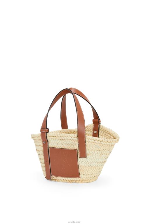 Loewe малка чанта кошница от палмови листа и телешка кожа F84B820 Жени естествен/тен
