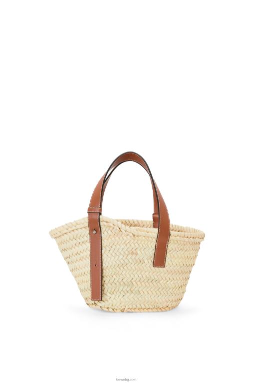 Loewe малка чанта кошница от палмови листа и телешка кожа F84B820 Жени естествен/тен