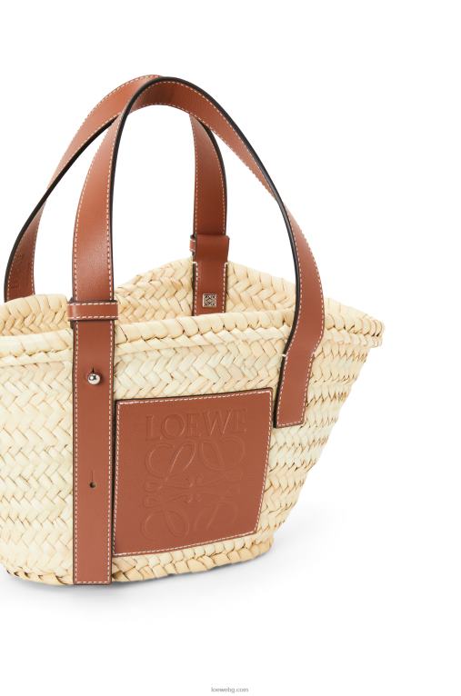 Loewe малка чанта кошница от палмови листа и телешка кожа F84B820 Жени естествен/тен