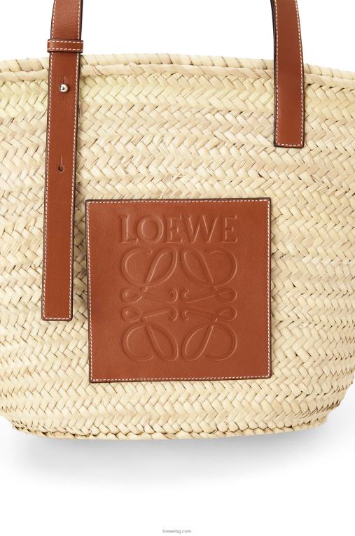 Loewe чанта кошница от палмови листа и телешка кожа F84B821 Жени естествен/тен