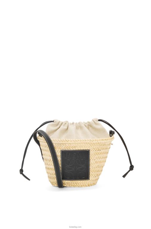 Loewe чанта тип кофа с шнур от палмови листа и телешка кожа F84B824 Жени естествен/черен