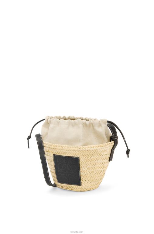 Loewe чанта тип кофа с шнур от палмови листа и телешка кожа F84B824 Жени естествен/черен