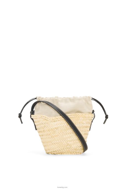 Loewe чанта тип кофа с шнур от палмови листа и телешка кожа F84B824 Жени естествен/черен