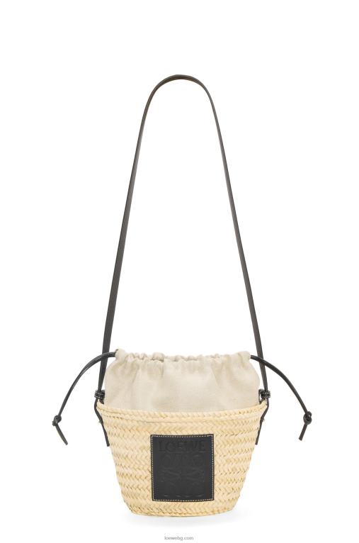 Loewe чанта тип кофа с шнур от палмови листа и телешка кожа F84B824 Жени естествен/черен