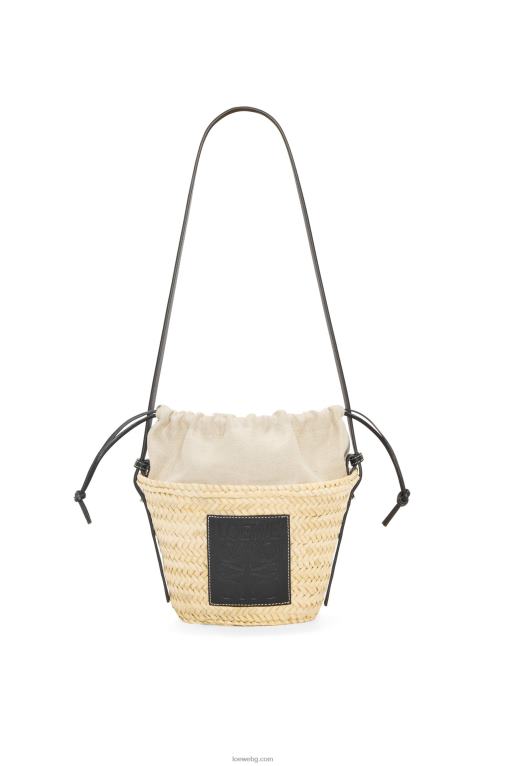Loewe чанта тип кофа с шнур от палмови листа и телешка кожа F84B824 Жени естествен/черен