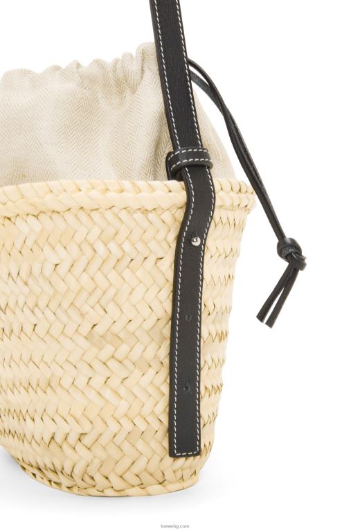 Loewe чанта тип кофа с шнур от палмови листа и телешка кожа F84B824 Жени естествен/черен