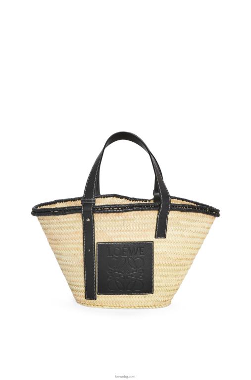 Loewe чанта кошница с инкрустация от палмови листа и телешка кожа F84B827 Жени естествен/черен