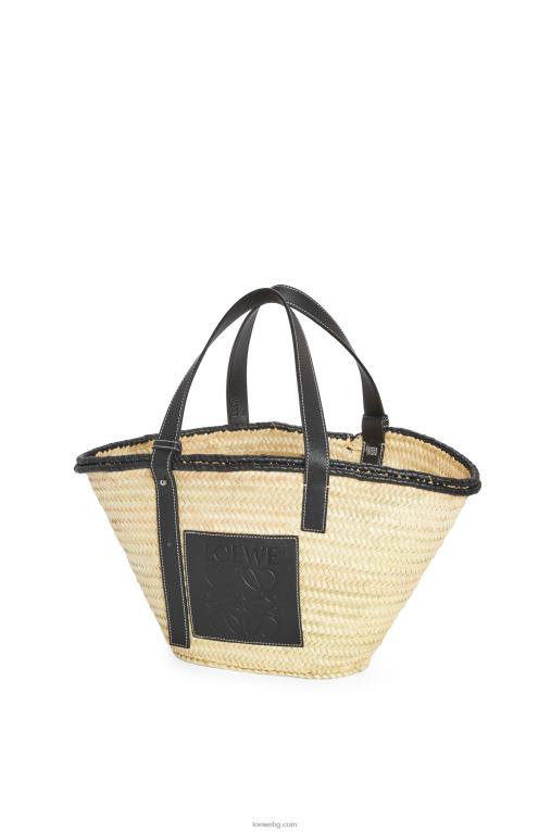 Loewe чанта кошница с инкрустация от палмови листа и телешка кожа F84B827 Жени естествен/черен