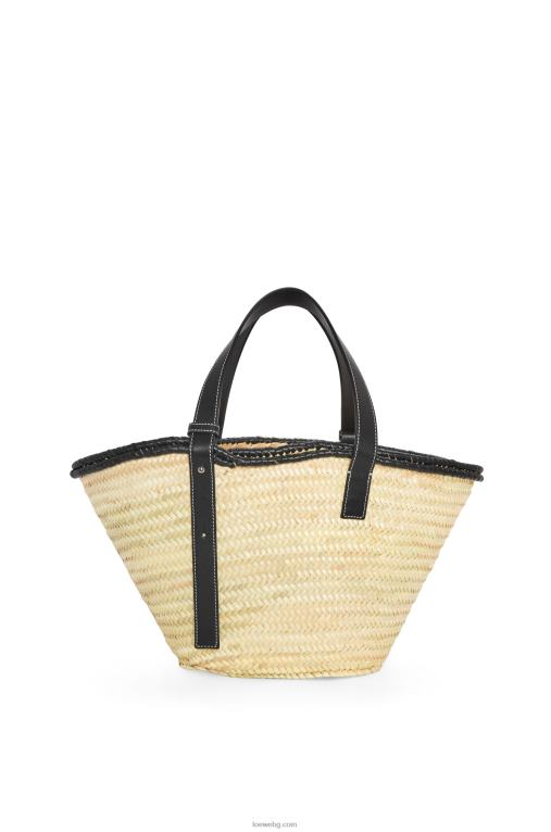 Loewe чанта кошница с инкрустация от палмови листа и телешка кожа F84B827 Жени естествен/черен