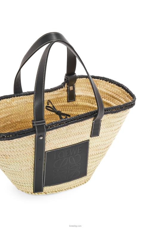Loewe чанта кошница с инкрустация от палмови листа и телешка кожа F84B827 Жени естествен/черен