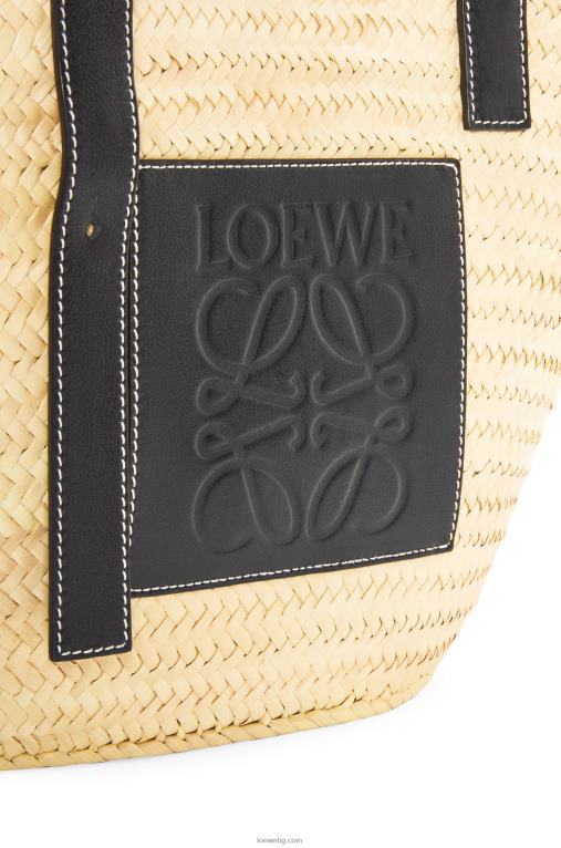 Loewe чанта кошница с инкрустация от палмови листа и телешка кожа F84B827 Жени естествен/черен