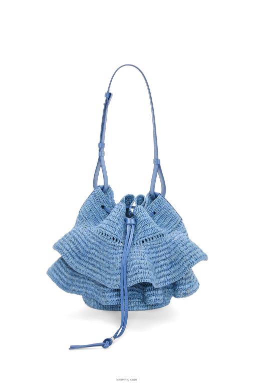 Loewe чанта с балонени волани от рафия и телешка кожа F84B83 Жени дънково синьо