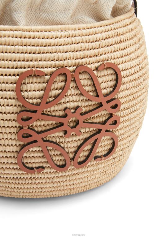 Loewe чанта кошер от рафия и телешка кожа F84B835 Жени естествен/тен