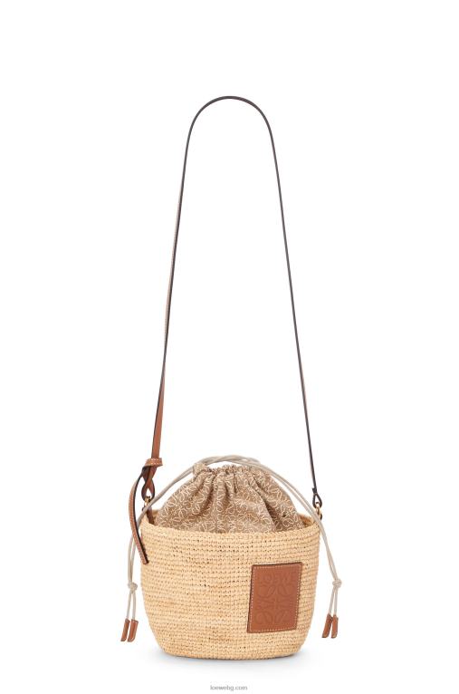Loewe чанта тип джоб от рафия, анаграмен жакард и телешка кожа F84B836 Жени естествен/тен