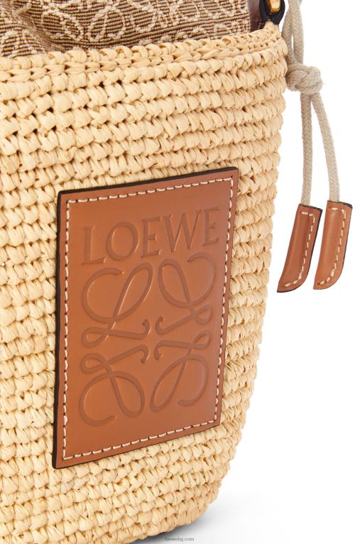 Loewe чанта тип джоб от рафия, анаграмен жакард и телешка кожа F84B836 Жени естествен/тен