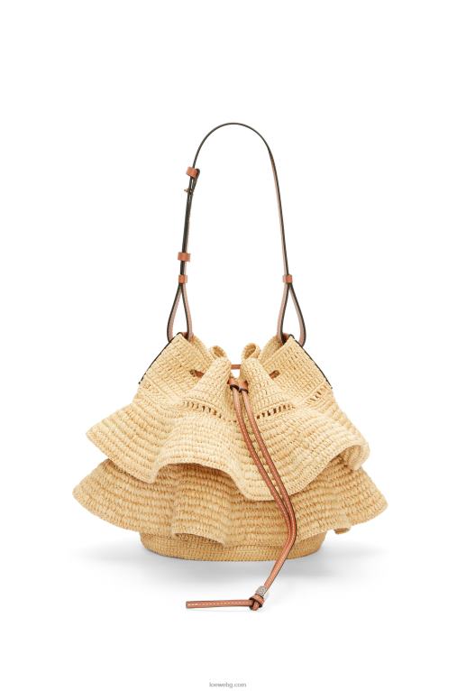 Loewe чанта с балонени волани от рафия и телешка кожа F84B839 Жени естествен/тен