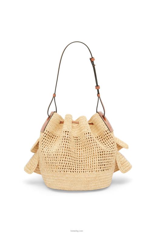 Loewe чанта с балонени волани от рафия и телешка кожа F84B839 Жени естествен/тен