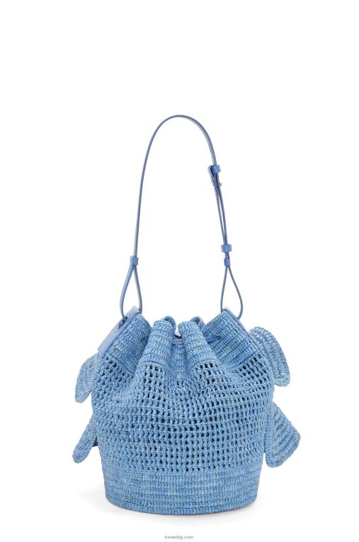 Loewe чанта с балонени волани от рафия и телешка кожа F84B83 Жени дънково синьо