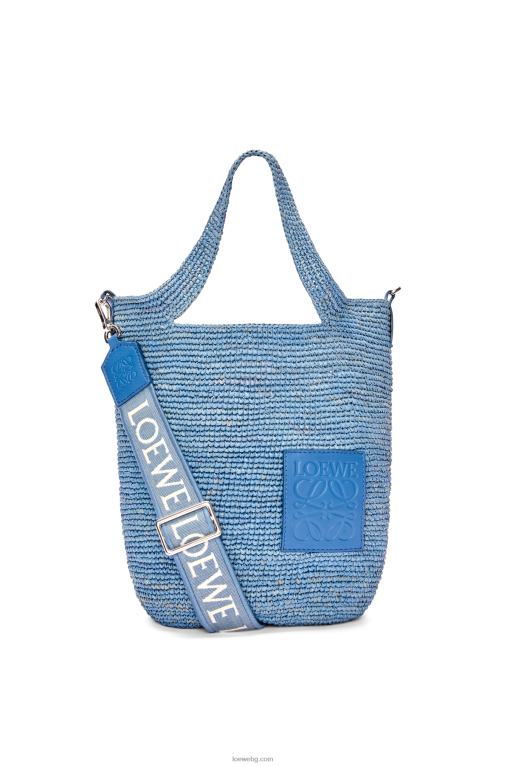 Loewe мини чанта от рафия и телешка кожа F84B84 Жени дънково синьо