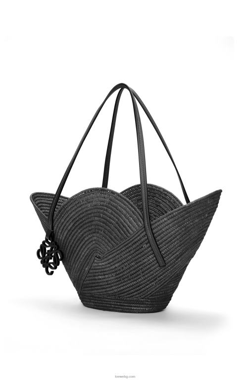 Loewe чанта с венчелистчета от рафия и телешка кожа F84B841 Жени черен