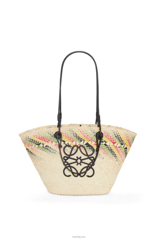 Loewe малка дъгова анаграмна кошница от палма Ирака и телешка кожа F84B843 Жени естествен/многоцветен