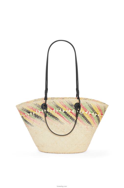 Loewe малка дъгова анаграмна кошница от палма Ирака и телешка кожа F84B843 Жени естествен/многоцветен