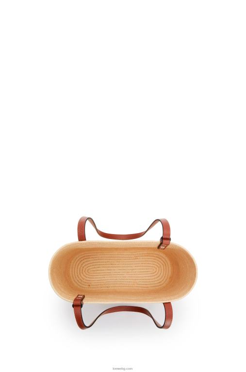 Loewe малка квадратна чанта тип кошница от рафия и телешка кожа F84B846 Жени натурален/пекан