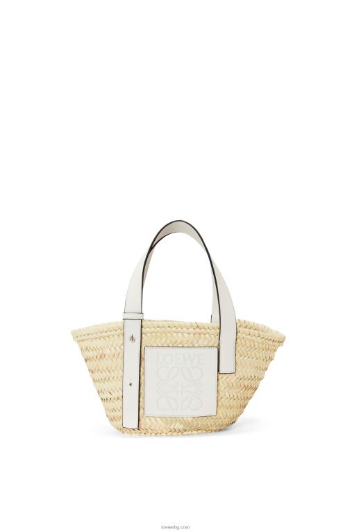 Loewe малка чанта кошница от палмови листа и телешка кожа F84B848 Жени естествен/бял