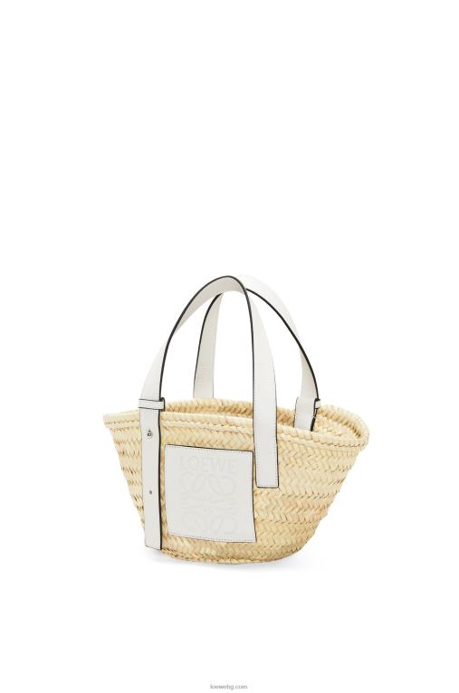Loewe малка чанта кошница от палмови листа и телешка кожа F84B848 Жени естествен/бял