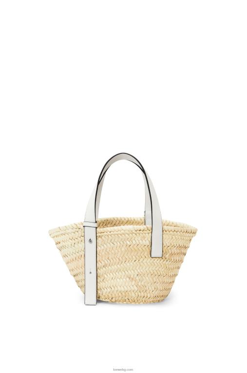 Loewe малка чанта кошница от палмови листа и телешка кожа F84B848 Жени естествен/бял