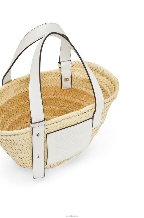 Loewe малка чанта кошница от палмови листа и телешка кожа F84B848 Жени естествен/бял