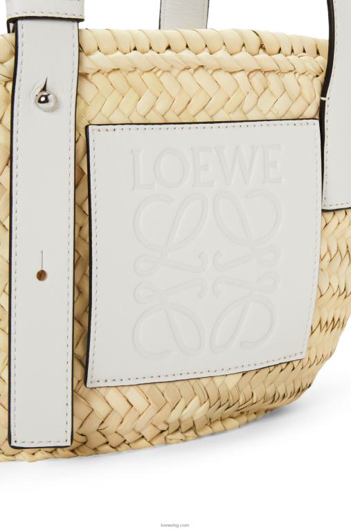Loewe малка чанта кошница от палмови листа и телешка кожа F84B848 Жени естествен/бял