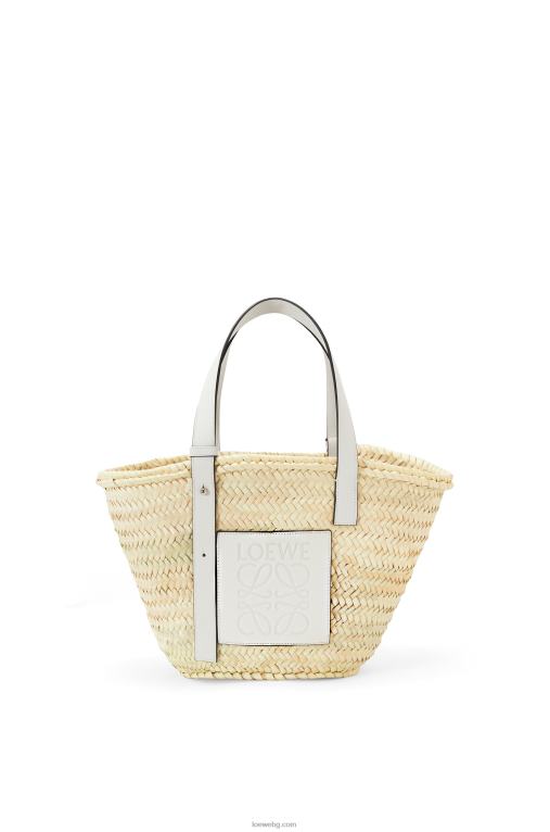 Loewe чанта кошница от палмови листа и телешка кожа F84B849 Жени естествен/бял