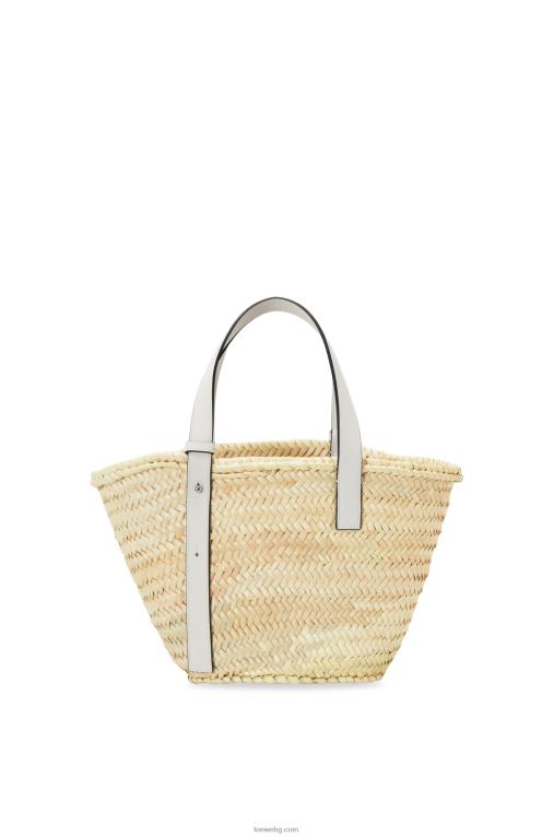 Loewe чанта кошница от палмови листа и телешка кожа F84B849 Жени естествен/бял