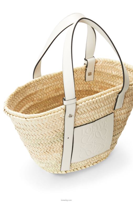 Loewe чанта кошница от палмови листа и телешка кожа F84B849 Жени естествен/бял