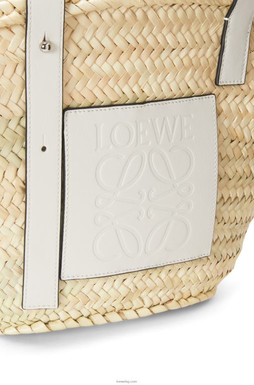 Loewe чанта кошница от палмови листа и телешка кожа F84B849 Жени естествен/бял