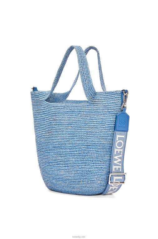 Loewe мини чанта от рафия и телешка кожа F84B84 Жени дънково синьо